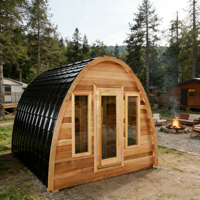 Cabine de sauna vapeur extérieure demi-circulaire en cèdre rouge résistant à la décomposition, sur mesure, 2100x1800x2000mm