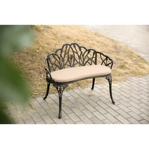 Tulip Patio Garden <b>Bench</b> Cast Aluminum Outdoor Furniture Floral Rose Design for Patio Park Lawn Yard - Product Image 4