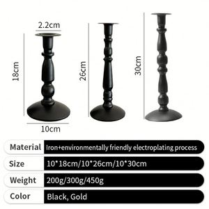 Metal Elegant Decorative Matte <b>Black</b> Skinny Taper <b>Candlestick</b> Holder Multi-functional for Home Hotel - Product Image 3