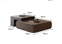 Table basse en bois massif couleur noyer pour salon, petit appartement, style moderne, simple, vintage, Wabi-Sabi, meuble TV