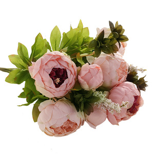Bouquet de pivoines artificielles de style européen, 13 têtes, fleurs en soie, haute simulation, décoration de mariage et de maison - Product Image 5
