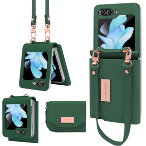 Étui en cuir pour Samsung Galaxy <span class=keywords><strong>Z</strong></span> <span class=keywords><strong>Flip</strong></span> 6 5 4 <span class=keywords><strong>3</strong></span> avec anneau et dragonne – <span class=keywords><strong>Coque</strong></span> de protection en cuir avec sangle pour <span class=keywords><strong>Z</strong></span> Flip6 Flip5 - Product Image 5