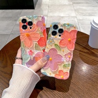 Coque de téléphone en TPU souple pour peinture à l'huile coréenne avancée pour Apple pour iPhone 15 14 13 12 16promax Twist avec de belles fleurs