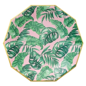 ชุดจานกระดาษลายใบปาล์มดีไซน์ใหม่ DAMAI ชุดอุปกรณ์จัดงานเลี้ยงวันเกิดและของตกแต่งโต๊ะ อุปกรณ์จัดงานปาร์ตี้ - Product Image 6