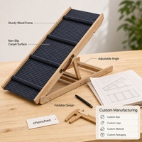 Rampe pour chien pour lit et canapé, portable, avec structure en bois, tapis antidérapant à nervures, support réglable, conception pliable facile, accès pour chiot à domicile