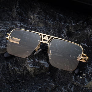 Gafas de Sol Retro de Media Montura para Hombre KSL-98344, Lentes de PC con Protección UV400, Marco Negro de Plástico y Metal, Protección Solar para Conducir - Product Image 3