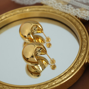 Pendientes con forma de grano de oro, diseño de luna de aleación de zinc para mujer, regalo, joyería EH15 - Product Image 1