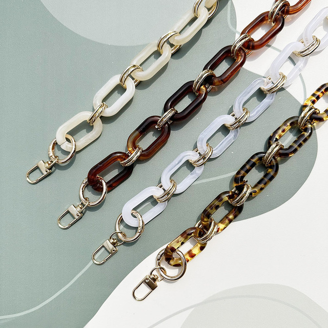 Acrylic Thick Chain Mobile Phone Strap Retro Gold Double Circle Handmade Detachable Mobile Phone Cross Body Chain Bag Chain