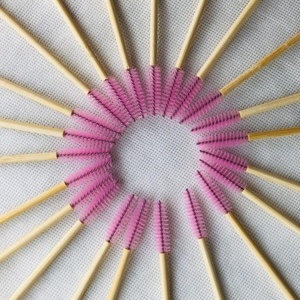 50 brosses à mascara jetables en bambou rose, outils de maquillage écologiques, lot de brosses à cils - Product Image 5