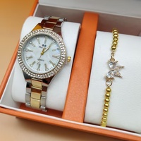 Montres-bracelets Habillées pour Femme, Montre Dorée à Diamants en Cristal, Ensemble Bracelet en Acier Inoxydable Argenté, Horloge WW058