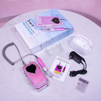 Vente en gros de ponceuse à ongles à la mode rechargeable 35000 tr/min perceuse à ongles en forme de cœur à brosse en carbone puissante