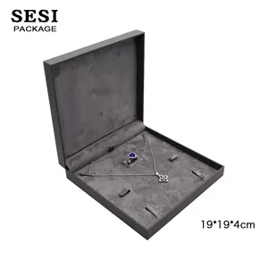 High End Jewlery Box Custom Logo Leather Ring Box Wedding Earring Bracelet Necklace Pu Leather Jewelry Box Packaging Luxury