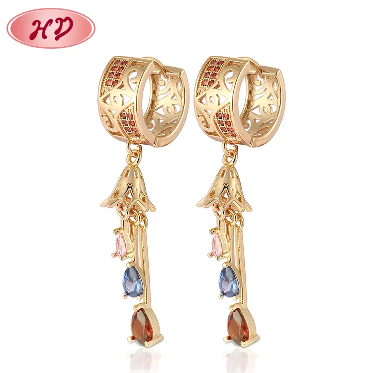 fashionable imitation pakistani design jewelry custom 9k gold plated zircon small hoop earring women