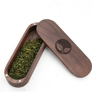 Mini Caja de Té de Madera Maciza de Nogal Negro para Viaje, Rectangular, Portátil, para Regalo, Embalaje Artesanal, 2.7cm de Alto, 0.8cm de Grosor - Product Image 3