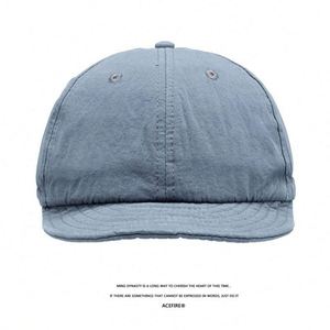 Wholesale Vintage Fashion Short Men's and Women's Black Wash Soft <b>Top</b> Drawstring Tooling Curved Brim Baseball Cap - Product Image 4