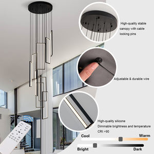 Lámpara Colgante LED Negra, Personalizada, Decorativa, de Lujo, para Vestíbulo de Hotel, Lámpara de Araña - Product Image 3