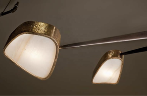 Su misura moderna pietra di alabastro spagnolo naturale <span class=keywords><strong>ragno</strong></span> sei braccia oro lamina lampada pendente Villa soggiorno Hotel ristorante lampadario - Product Image 5