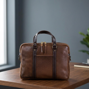 Sacoche pour ordinateur portable en cuir véritable coréen moderne pour homme, grande capacité, écologique, antichoc, imperméable, convertible en sac à bandoulière - Product Image 1