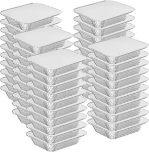 10 20 50 pièces de petits récipients alimentaires jetables en aluminium de qualité alimentaire Rectangle plaque de cuisson/plateaux en aluminium avec couvercles - Product Image 1