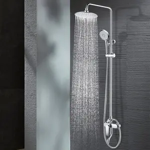 Ensemble de douche mural en laiton chromé Kit de robinet de salle de bain bain pluie pluie eau chaude froide mitigeur robinet Douche douche