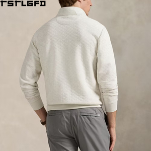Sudadera acolchada de cuello alto para hombre, diseño de rombos, peso pesado, fabricantes de ropa al por mayor - Product Image 3