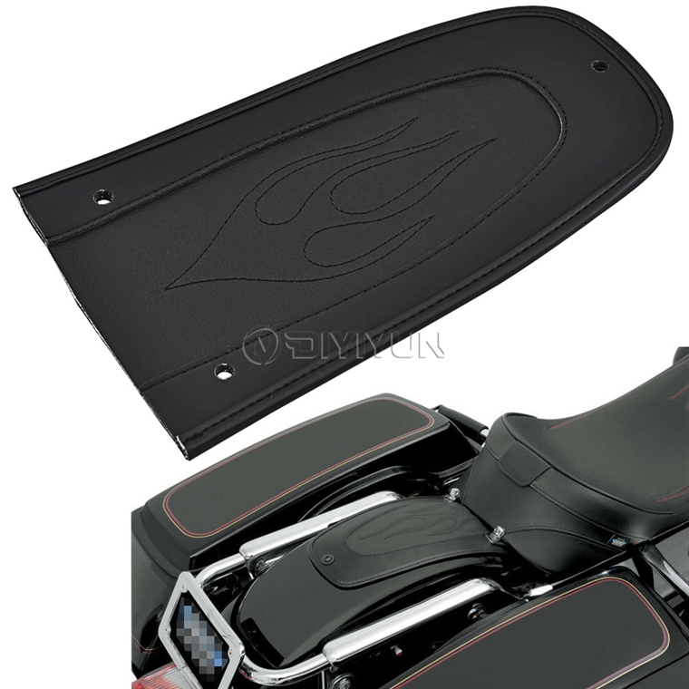 Запасные части для мотоциклов, черный кожаный нагрудник с пламенем для заднего крыла, нагрудник, подушка, подходит для Harley Sportster XL 883 1200 2004 и выше