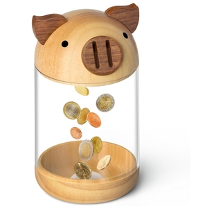 Ngôi nhà cổ điển hình đồng xu ngân hàng bằng gỗ con heo đất ngân hàng cho người lớn thu tiền tiết kiệm Hộp Tân gia món quà cá nhân - Product Image 1