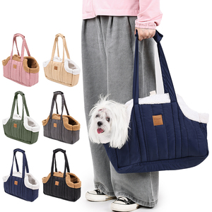 Lüks kumaş köpek taşıma çantası taşınabilir çevre dostu açık Tote küçük köpekler ve kediler için fermuar kapatma ile - Product Image 1