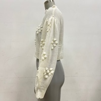 Inez Pull fantaisie tricoté plat pour femme de haute qualité avec pompons, OEM & ODM, pull décontracté d'automne
