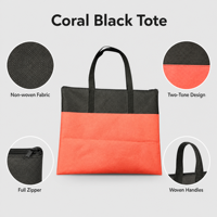 Sac fourre-tout robuste rouge et noir, design bicolore, réutilisable, avec poignées robustes, logo personnalisé, vente en gros