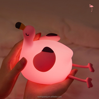 Cadeaux de Noël, adorable lampe de nuit flamant rose, lampe LED souple de dessin animé, lampe de chambre d'enfant, décoration de chambre, lampe animale en silicone rechargeable