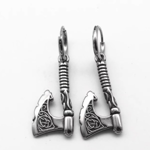 Pendientes de Hacha Vikinga, Joyería Punk Gótica de Guerrero, Mitología Nórdica, Pendientes de Aro con Hacha de Batalla para Hombre, Estilo Biker Rock, Regalo - Product Image 4