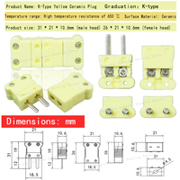 Termopar Tipo K y Tipo J, Conector de Cerámica Resistente a Altas Temperaturas, Enchufe Macho y Hembra, Componente de Conexión SHX-K-M/F