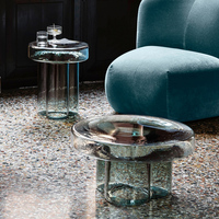 Table basse moderne et simple en verre, table d'appoint en verre, table à thé, table d'angle