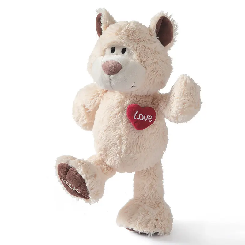 Factory Price Valentine Stuffed Plush Baby Toys Soft White Long Fur Teddy Bear