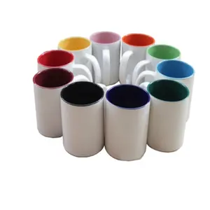 15oz Sublimation U Shape Inner And Handle Color Cup Handmade Cheap Ceramic Coffee Mug