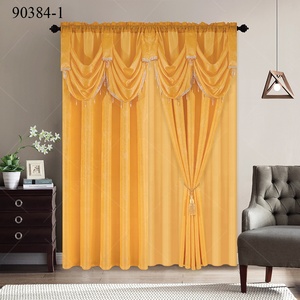 Rideaux occultants élégants avec cantonnières, rideaux jacquard floraux ornés de franges exquises, rideaux double couche - Product Image 3