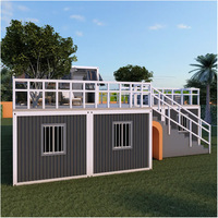 Casa Modular Prefabricada de Dos Pisos con Gran Terraza en el Techo para Complejos Turísticos