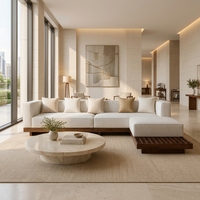 L-förmiges Ecksofa mit Holzgestell und Chaiselongue
