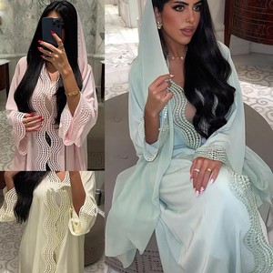 Elegante Cardigan Kimono con Perline, Abaya Ispirata al Medio Oriente, Copricostume da Sera per Uso Quotidiano, Giacca Kimono Lunga Ricamata - Product Image 3
