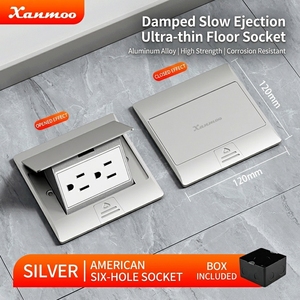 Enchufe de Piso Empotrado Ultrafino Impermeable con Amortiguación de Aleación de Aluminio Tipo 120, Estándar Europeo - Product Image 4