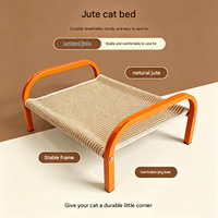 Luxuriöses Orangefarbenes Erhöhtes Katzenbett mit Sisal-Kratzfläche, Verschleißfestes Haustier-Sofa, Cama Para Gato, Lit Pour Chat, Kratzbrett, Katzenbett