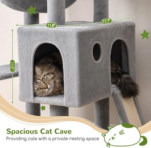 <strong>XL</strong> Size Tall Heavy Duty <strong>Cat</strong> <strong>Tree</strong> Tower with Stable Cozy Perches Big <strong>Hammock</strong> and Multiple Sisal Scratching Posts - Product Image 4