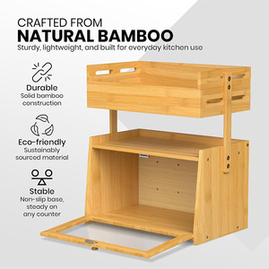 กล่องขนมปังไม้ไผ่สองชั้นพร้อมตะกร้าผลไม้สำหรับจัดระเบียบอาหารในครัว - Product Image 5