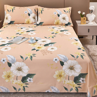 Ensemble de draps de lit plats imprimés entièrement dispersés et écologiques en coton de style Nodical 3 pièces