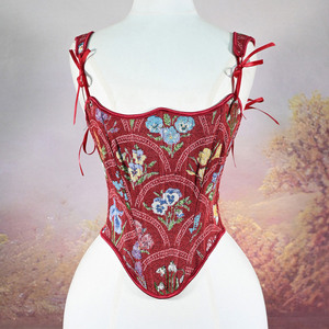 <span class=keywords><strong>Corset</strong></span> floral vintage Renaissance à lacets et nœud au dos, bustier à baleines en acier, gaine amincissante pour femme, style streetwear - Product Image 4