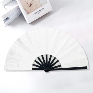 Light Weight Polyester Folding Fan Mix Colors Handheld Fan for Women and Men Summer Bamboo Fan for <b>Carnival</b> Use - Product Image 3