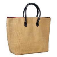 Sac de shopping en jute écologique de qualité supérieure avec poignée en ruban de cuir noir Produit de haute qualité à prix abordable