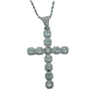 Usine vente chaude or argent couleur placage hip hop laiton avec bling zircon grande croix pendentif collier