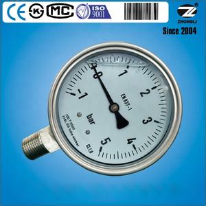 4인치 100mm 최대 1000바 <span class=keywords><strong>CE</strong></span> 인증 스테인리스 스틸 HVAC 압력계 YBF-100A 글리세린 오일 포함 12개월 보증 - Product Image 1